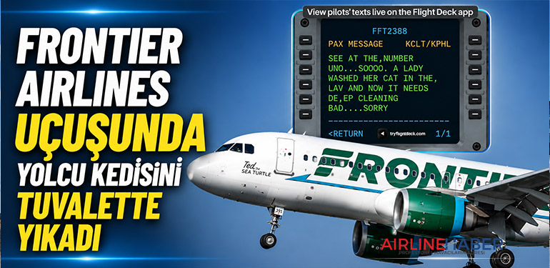 Frontier Airlines Uçuşunda Yolcu Kedisini Tuvalette Yıkadı