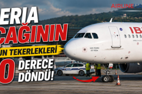 Iberia uçağının burun tekerlekleri 90 derece döndü