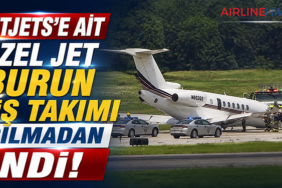 NetJets’e ait özel jet burun iniş takımı açılmadan indi