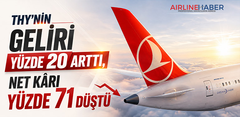 THY’nin geliri yüzde 20 arttı, net kârı yüzde 71 düştü
