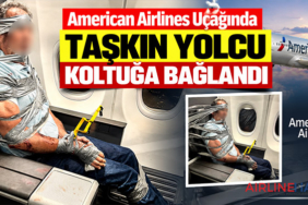 American Airlines Uçağında Taşkın Yolcu Koltuğa Bağlandı