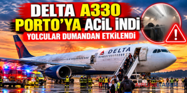 Delta A330 Porto’ya acil indi: Yolcular dumandan etkilendi