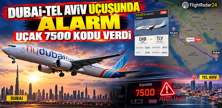 Dubai-Tel Aviv uçuşunda alarm: Uçak 7500 kodu verdi