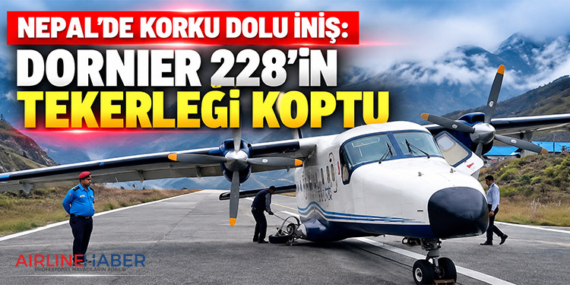 Nepal’de korku dolu iniş: Dornier 228’in tekerleği koptu