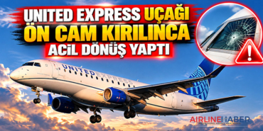 United Express Uçağı Ön Cam Kırılınca Acil Dönüş Yaptı