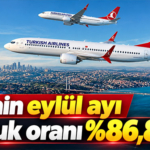 THY'nin eylül ayı doluluk oranı %86,8 oldu